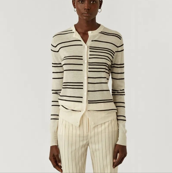 JOSEPH Cashair Cashmere Stripe Cardigan - Picture 1 of 7